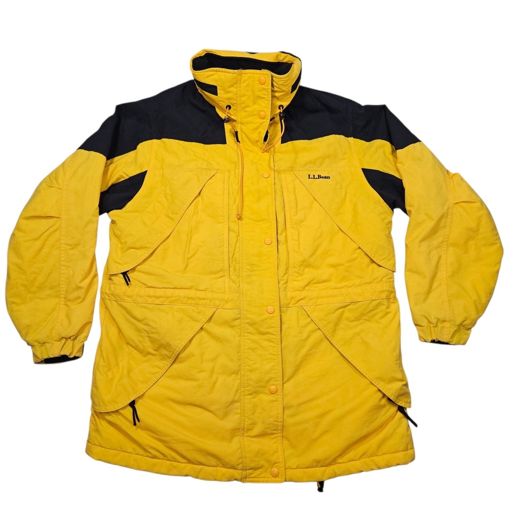 VTG L.L. Bean 90s Thinsulate Mountain Parka Jacket Yellow Black Sz L